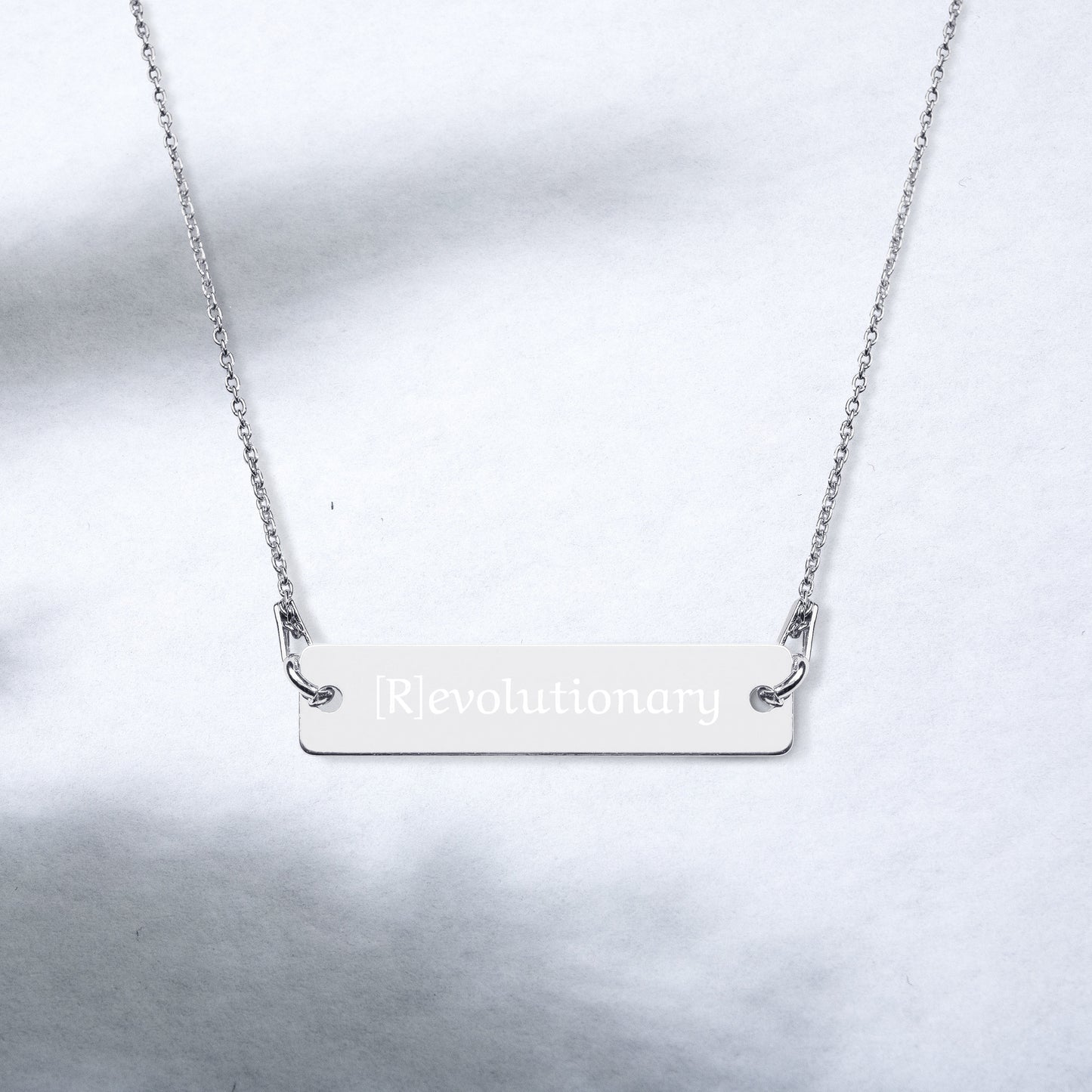 Engraved Silver Bar Chain Necklace